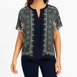 Rose & Olive Patterned Short Sleeve Blouse
